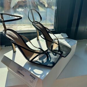Bottega Veneta Black Strappy Heels - Stretch Sandal Lounge Napa (Worn Once)